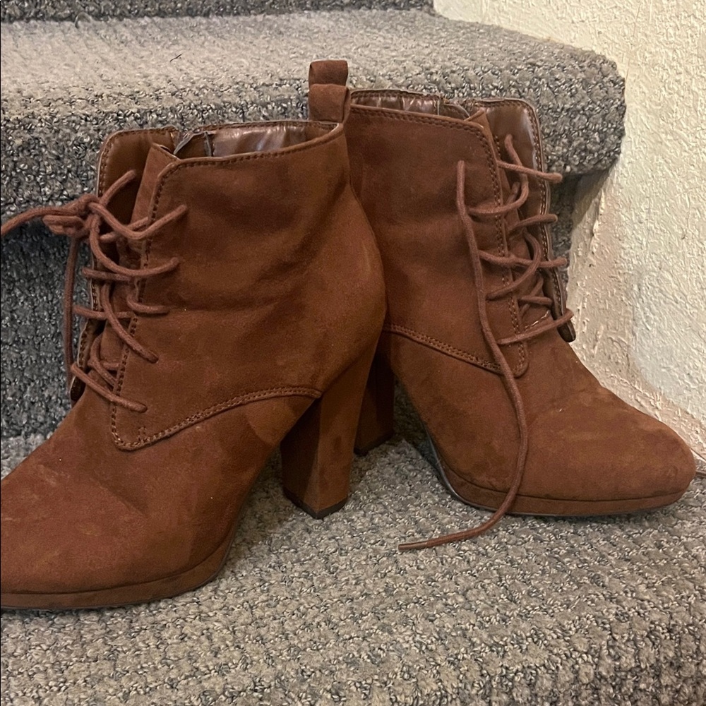 Forever 21 Chestnut Lace-Up Boots